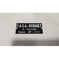 Plaque Châssis VIN Renault Alpine  - Personnalisé - Gravure laser