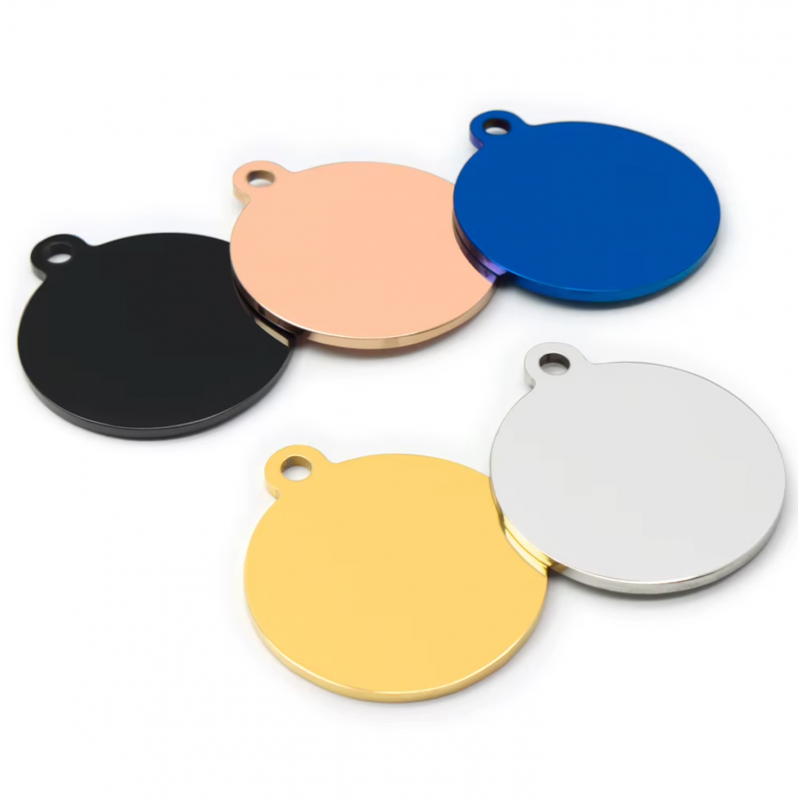 Médaillons rond Acier Inoxydable - Personnalisé - Gravure laser