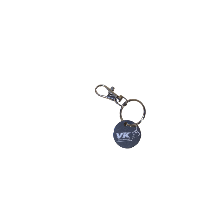 Porte-clés jeton pour caddie en métal - Personnalisé - Gravure laser