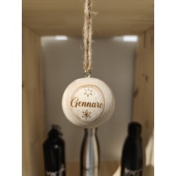 Boule de Noël Ronde en Bois - Personnalisé - Gravure laser