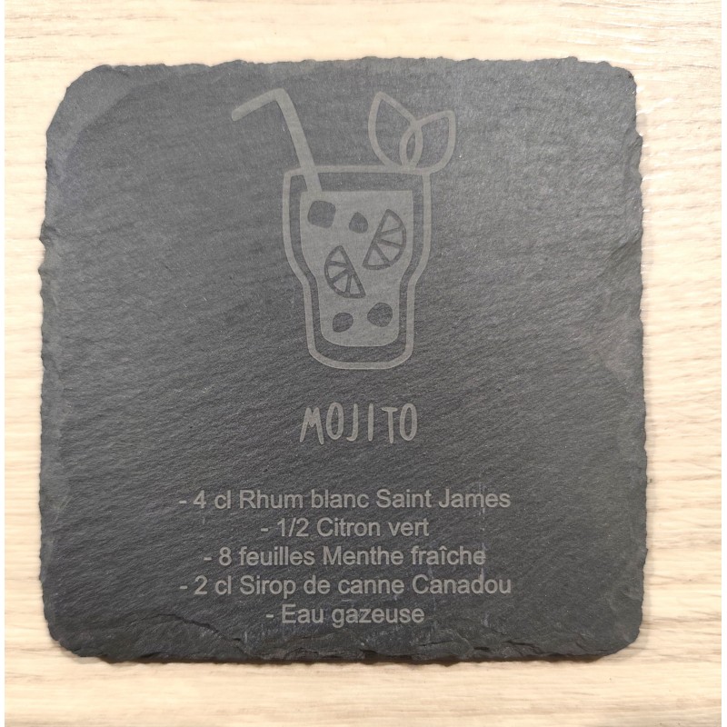 Sous Verre  Ardoise Cocktails  - Personnalisé - Gravure laser