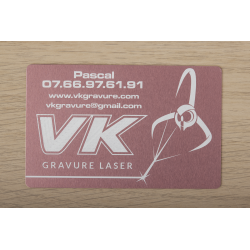Carte de visite aluminium gravée laser noir brillant VK Gravure