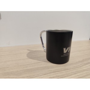 Mug isotherme inox noir mat 300ml avec anse mousqueton à graver