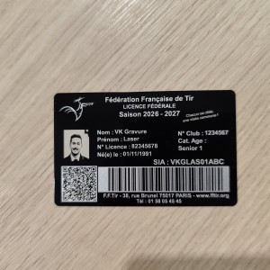 Carte Licence de Tir FFTir Aluminium Gravée | VK Gravure Laser